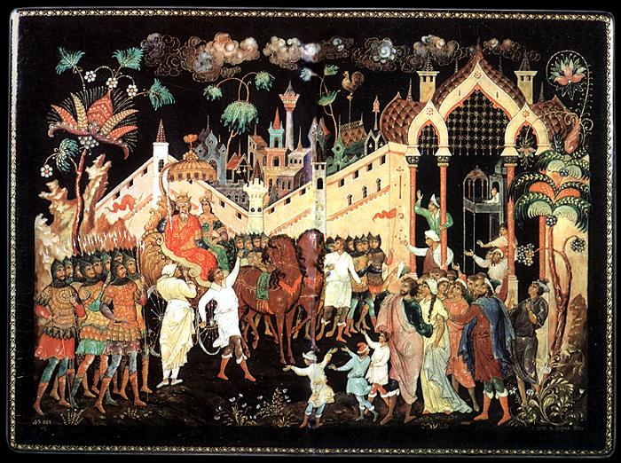 Баканов И.М. "Сказка о золотом петушке" А.С.Пушкина.1934, шкатулка